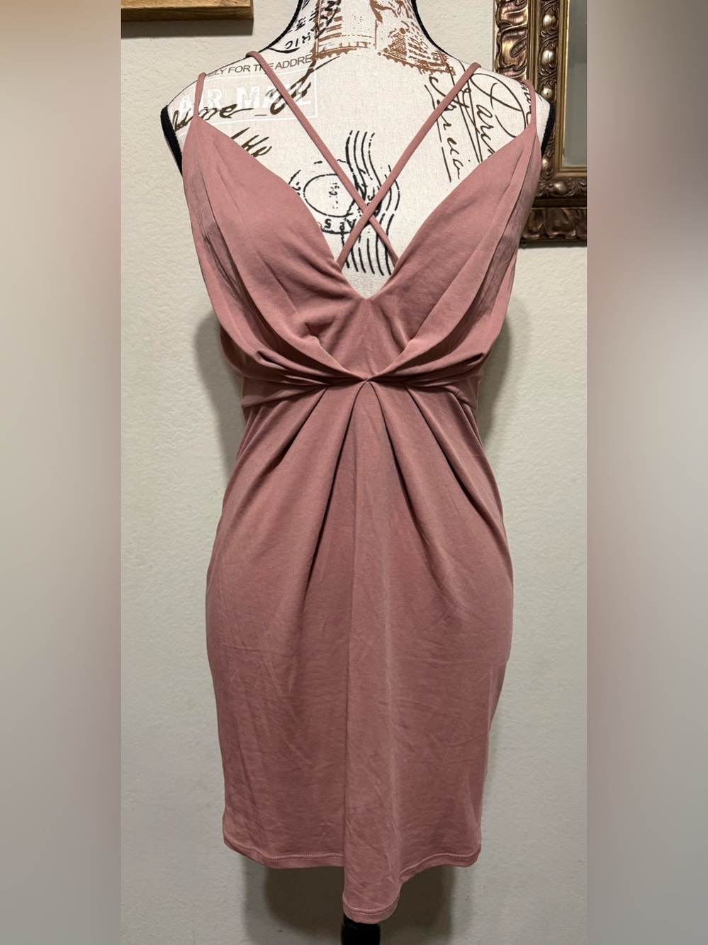 Charlotte Russe Mauve Twist-Front Midi Dress